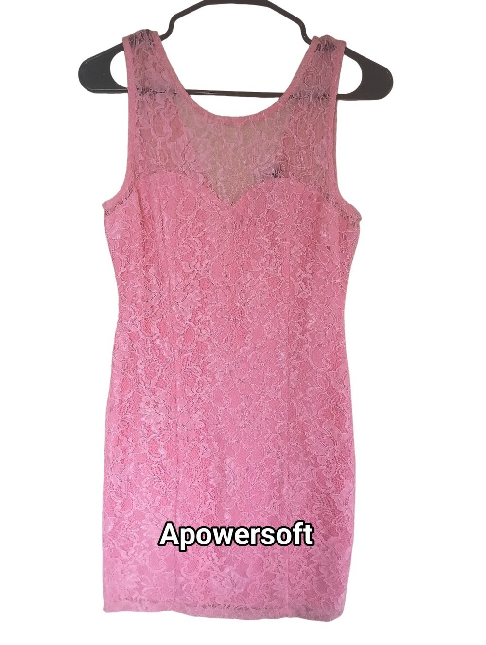 Pink Lace Overlay Sweetheart Mini Dress Sz S